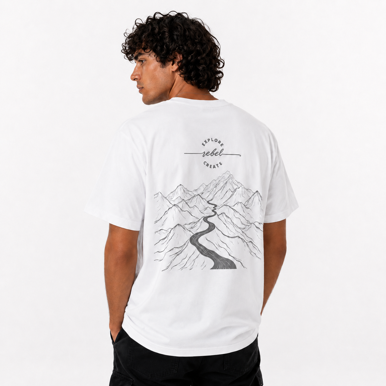 White Explorer 001 Founder’s Edition tee with subtle tonal graphic